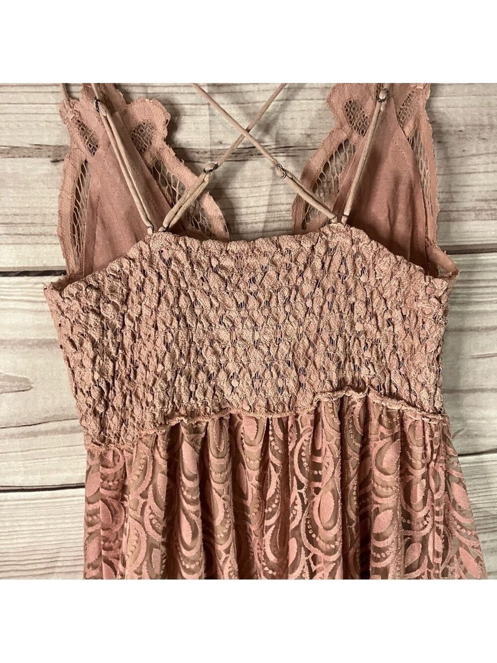 FREE People Adella Crochet Lace Slip Velvet Burnout Dress in Pink - Picture 10 of 12